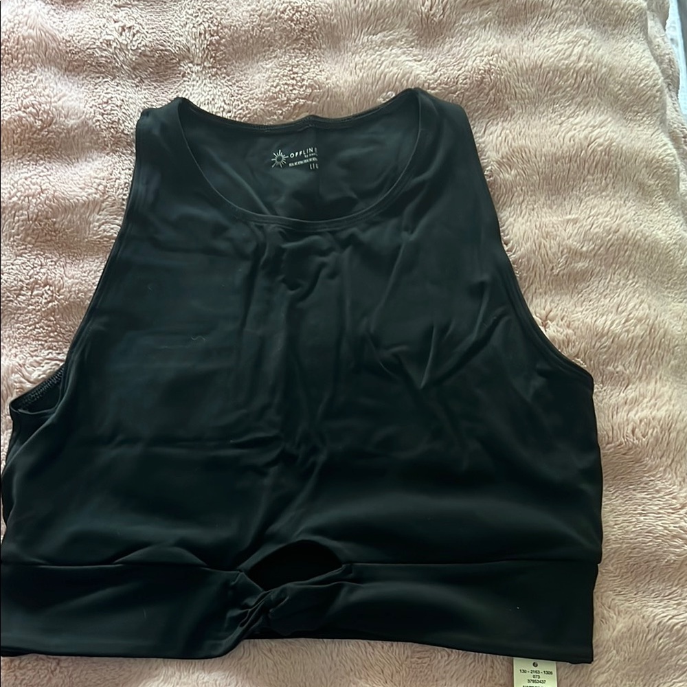 Aerie Black Sleeveless Crop Tank Top